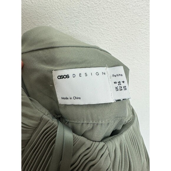 ASOS Design Size 4 Maxi Dress Bridesmaid Pleated Pinny with Satin Wrap Waist NWT - Picture 5 of 12